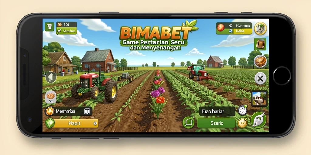 Tampilan gameplay BIMABET yang menggambarkan aktivitas bertani.