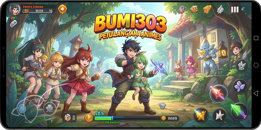 Screenshot BUMI303 menampilkan aksi karakter dalam pertarungan anime.