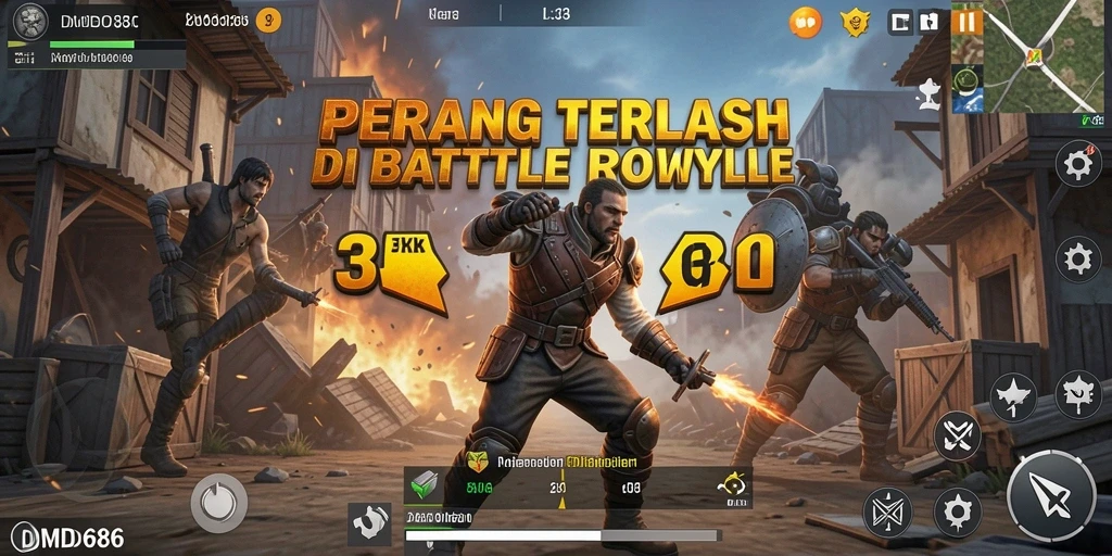 Gameplay menegangkan DMD686 dalam aksi Battle Royale.