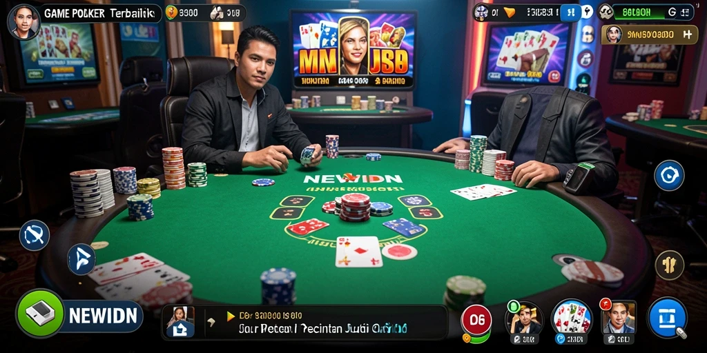 Tampilan seru gameplay poker di aplikasi NEWIDN.