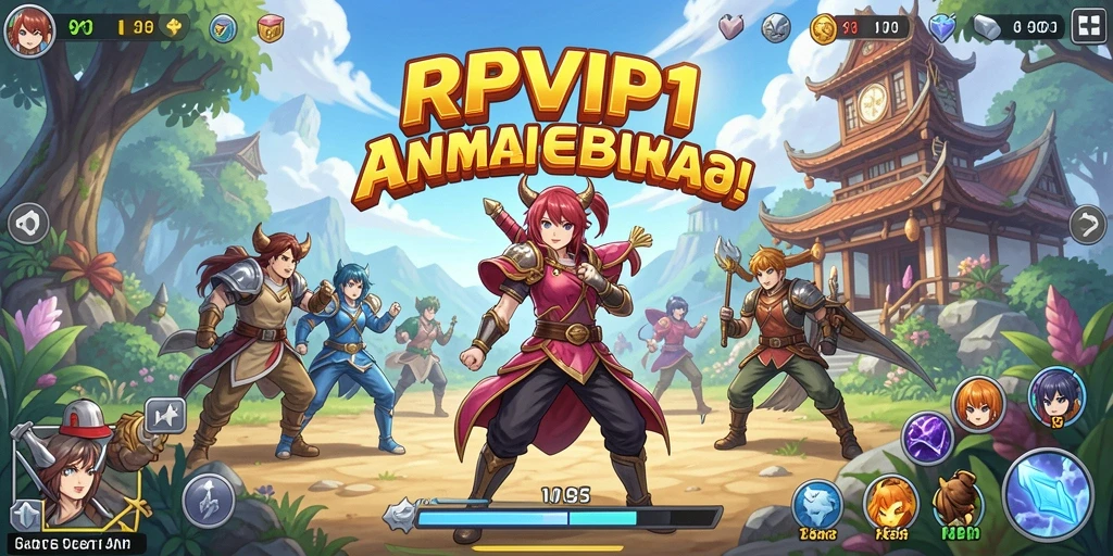 Tampilan gameplay RPVIP1 yang penuh aksi dan karakter anime.