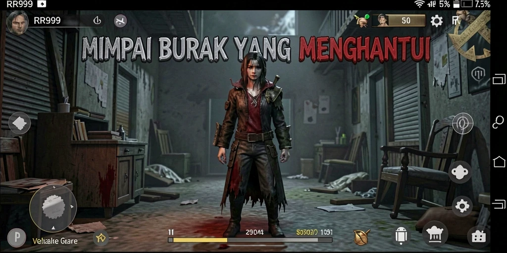 Screenshot gameplay mencekam dari RR999, menunjukkan suasana menyeramkan.