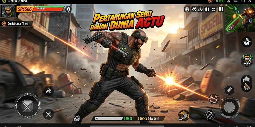Tampilan seru dari gameplay aksi SP666 yang mendebarkan.