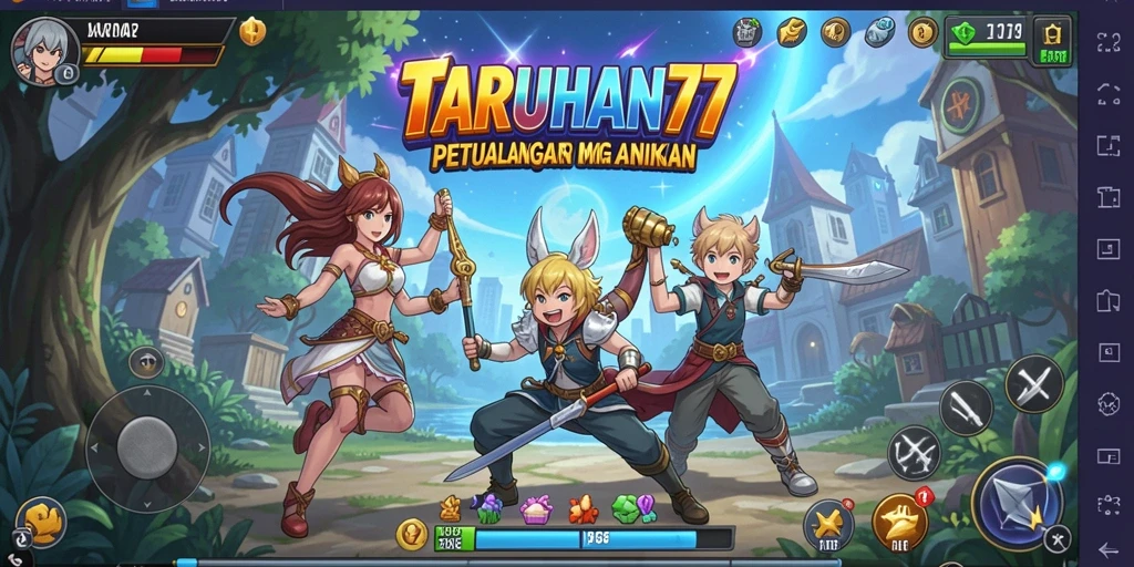 Tangkapan layar gameplay TARUHAN77 dengan karakter anime yang beraksi.