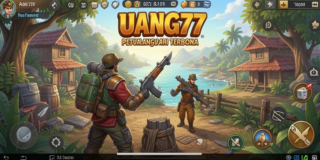 Screenshot gameplay UANG77 menampilkan dunia terbuka yang luas dan indah.