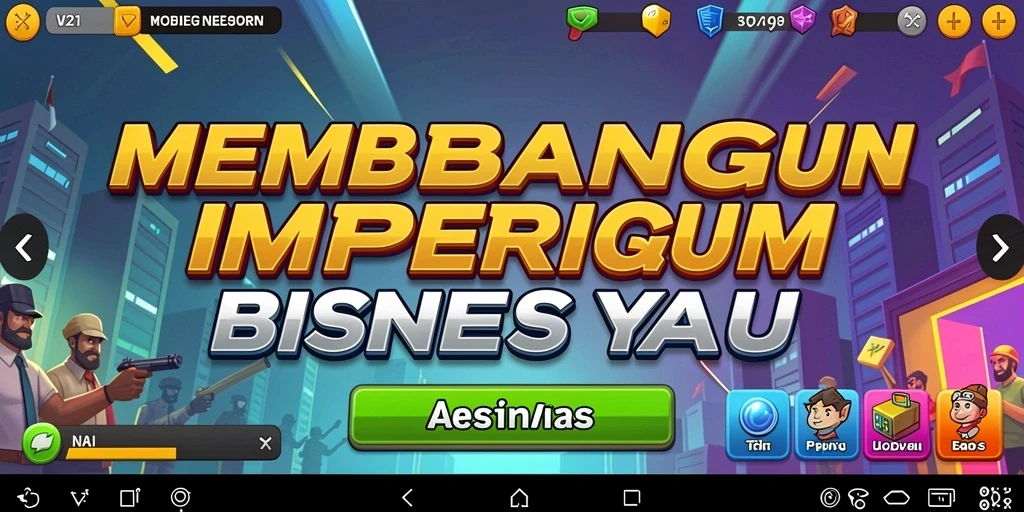 Tampilan gameplay seru dan menarik dari V21 saat membangun bisnis.