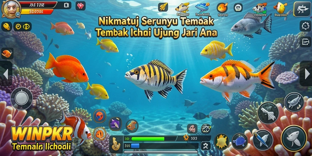 Screenshot gameplay WINPKR menampilkan aksi seru Tembak Ikan.