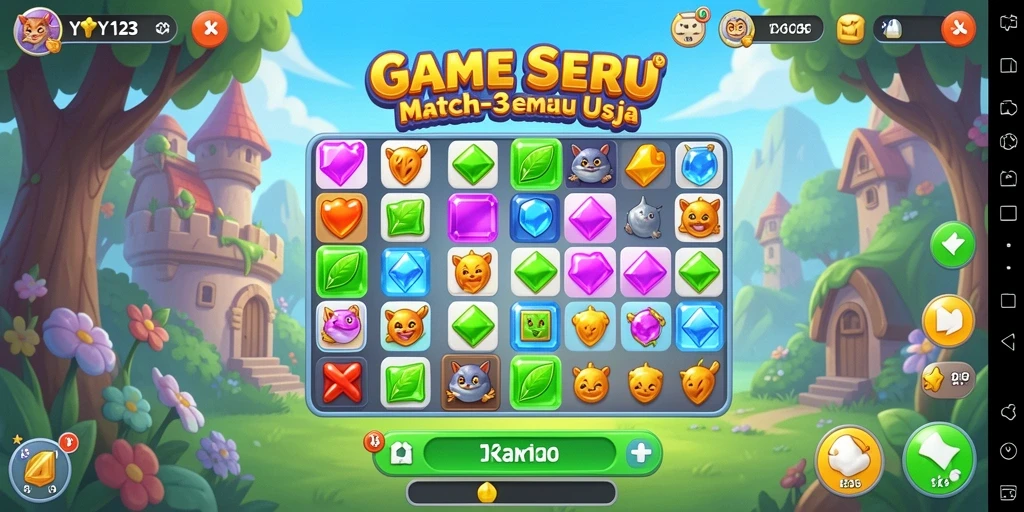 Tampilan menarik dalam game Match-3 YY123 dengan berbagai kombinasi warna.