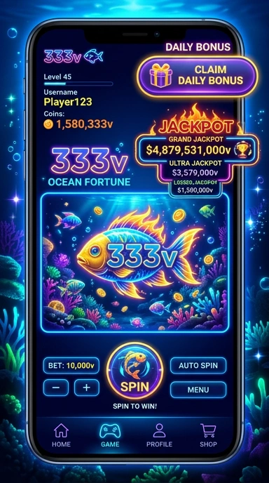 Tampilan beranda aplikasi 333v yang mudah digunakan.